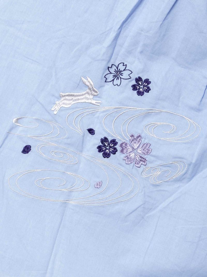 【雅結】桜と兎刺繍 半袖ブラウスパーカー