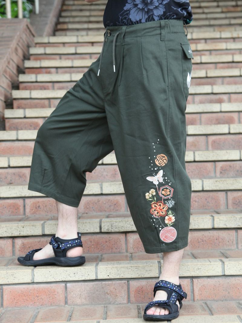 【今昔 -KON-JAKU-】“不思議な毛糸”総刺繍クロップド バルーンパンツ