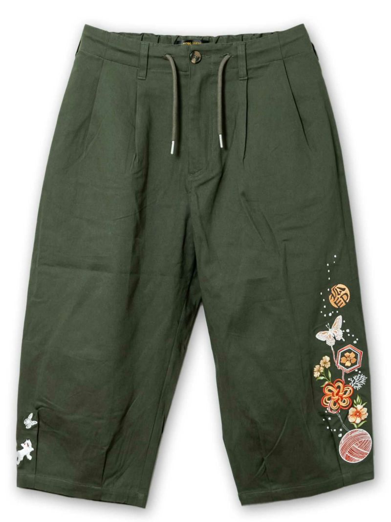 【今昔 -KON-JAKU-】“不思議な毛糸”総刺繍クロップド バルーンパンツ
