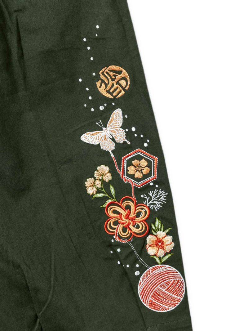 【今昔 -KON-JAKU-】“不思議な毛糸”総刺繍クロップド バルーンパンツ