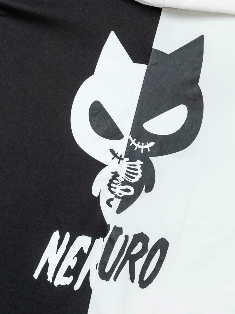 【NEKURO】“half bone”耳付き半袖ZIPパーカー