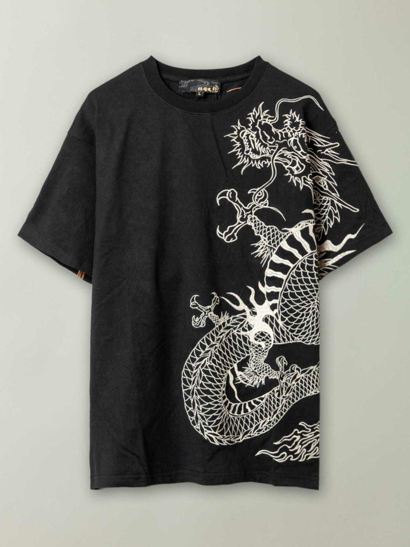 【絡繰魂・粋】“龍の戯れ”総刺繍Tシャツ