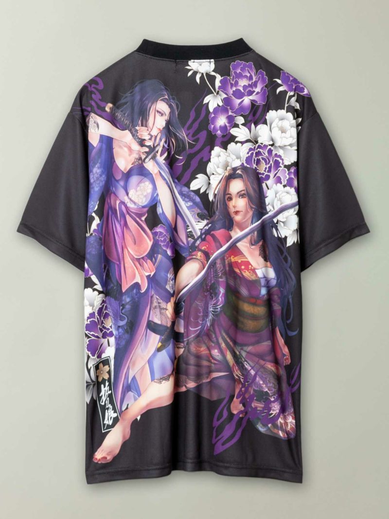 【抜刀娘 -美麗-】“一華＆結愛：女の戦”昇華転写プリントTシャツ