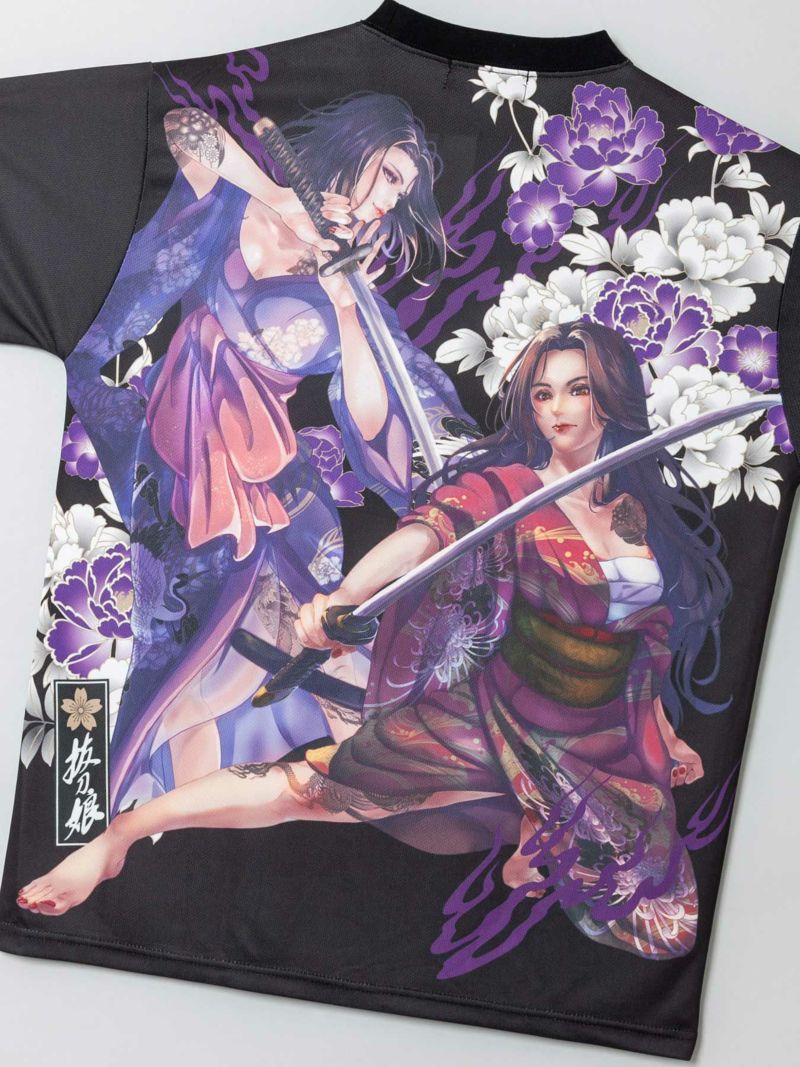 【抜刀娘 -美麗-】“一華＆結愛：女の戦”昇華転写プリントTシャツ