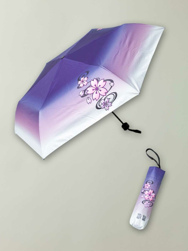 【雅結】“桜流水”グラデーションプリント晴雨兼用折りたたみ傘
