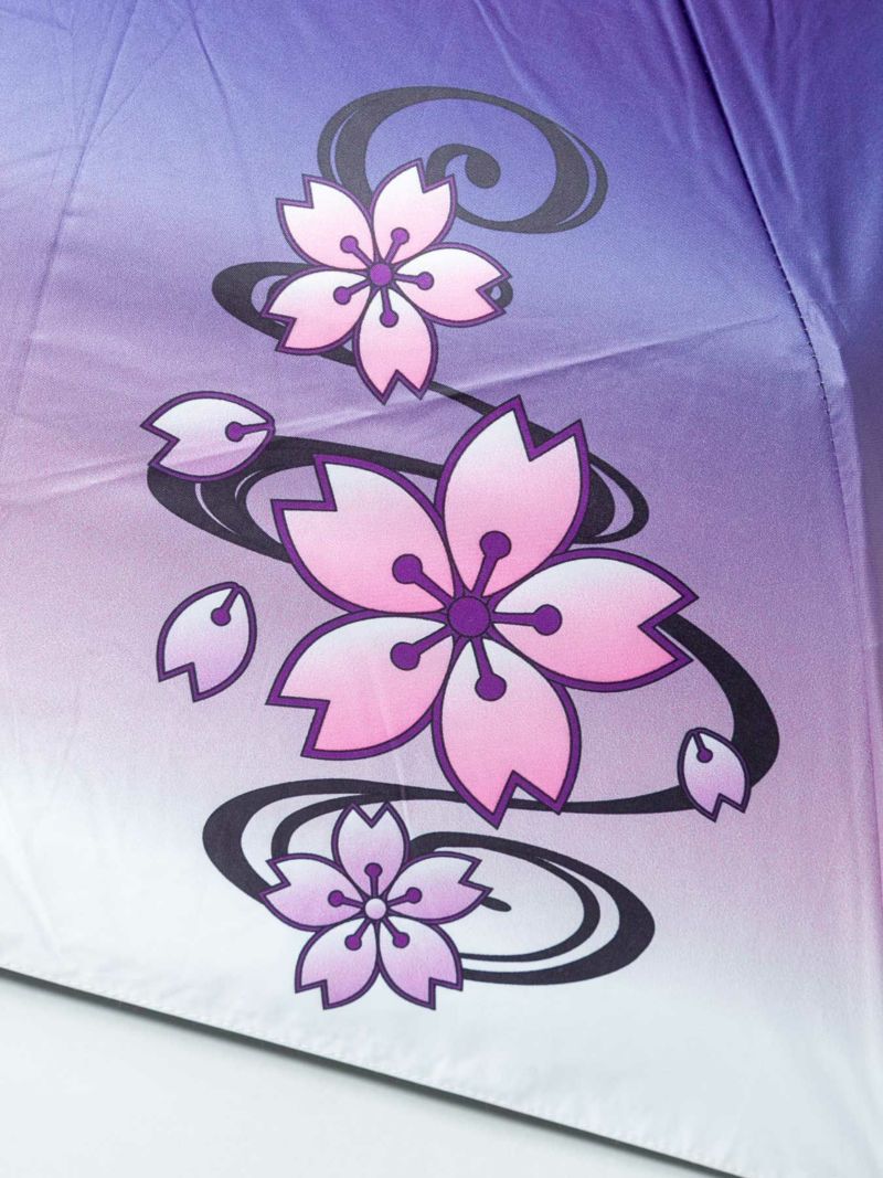 【雅結】“桜流水”グラデーションプリント晴雨兼用折りたたみ傘