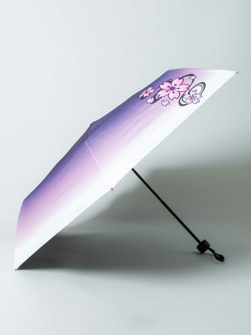 【雅結】“桜流水”グラデーションプリント晴雨兼用折りたたみ傘