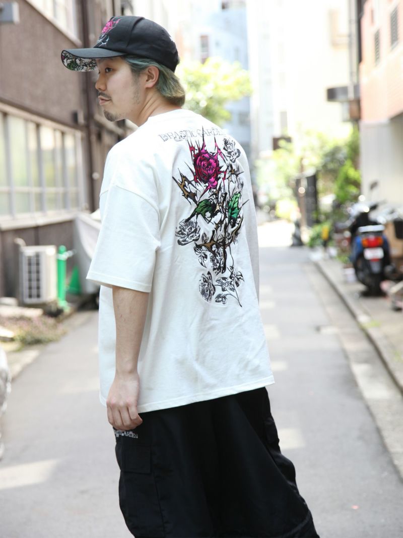 【DRASTIC GARDEN】“稲妻の薔薇”総刺繍Tシャツ