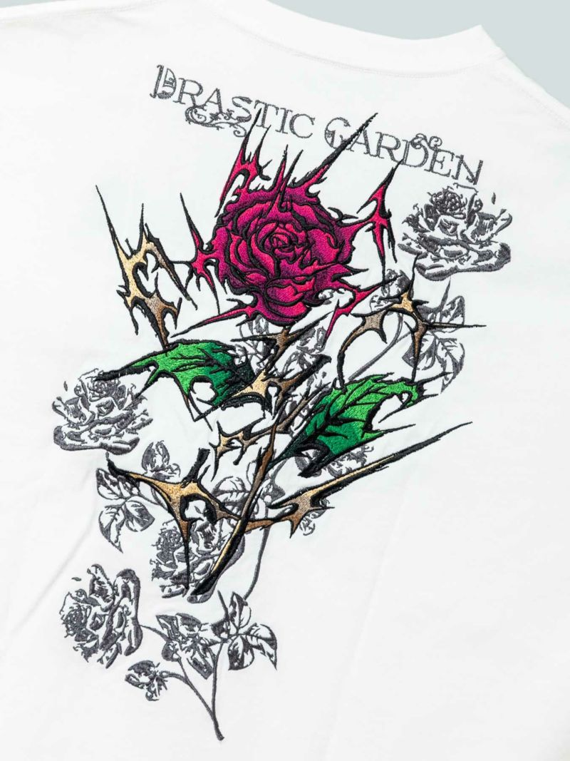 【DRASTIC GARDEN】“稲妻の薔薇”総刺繍Tシャツ