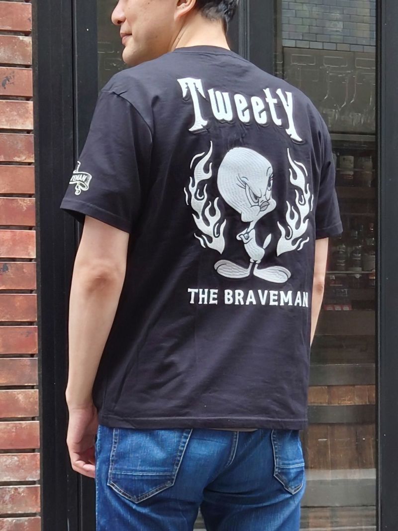 【The BRAVE-MAN×LOONEY TUNES】“モノトーントゥイーティー”刺繍入りTシャツ〔別注〕