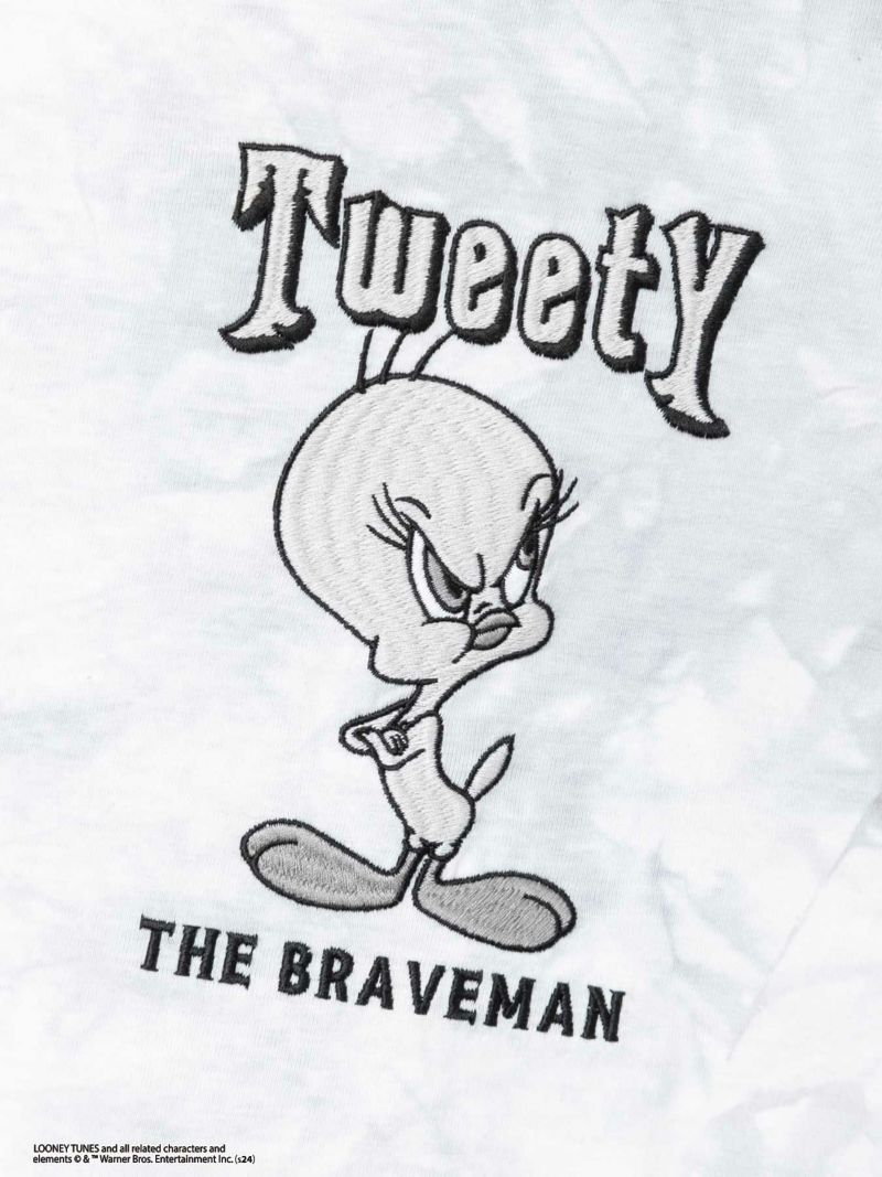 【The BRAVE-MAN×LOONEY TUNES】“モノトーントゥイーティー”刺繍入りTシャツ〔別注〕