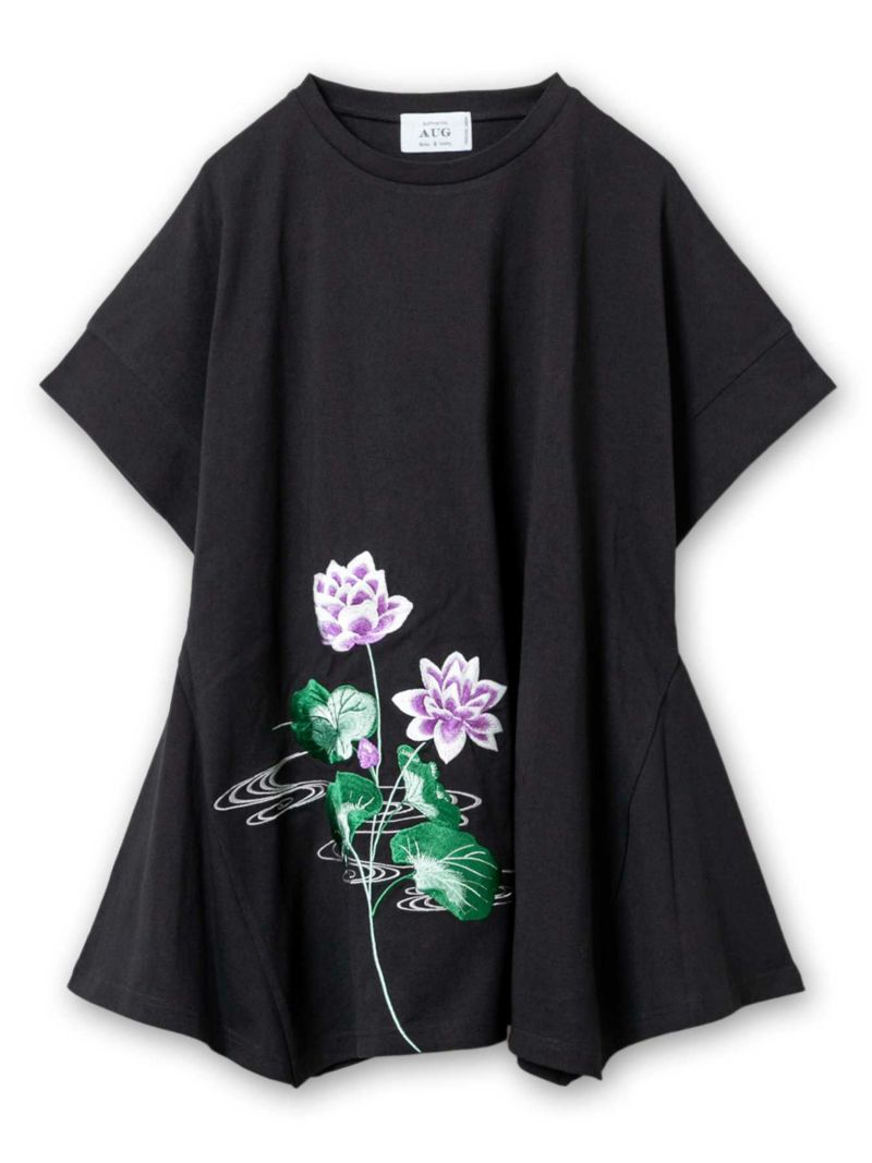 【雅結】“蓮と流水”総刺繍 変形Tシャツ