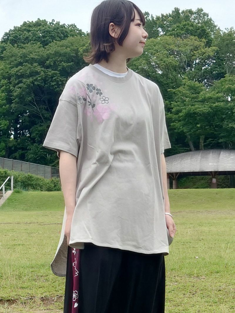 【雅結】桜プリント 接触冷感素材チュニックTシャツ