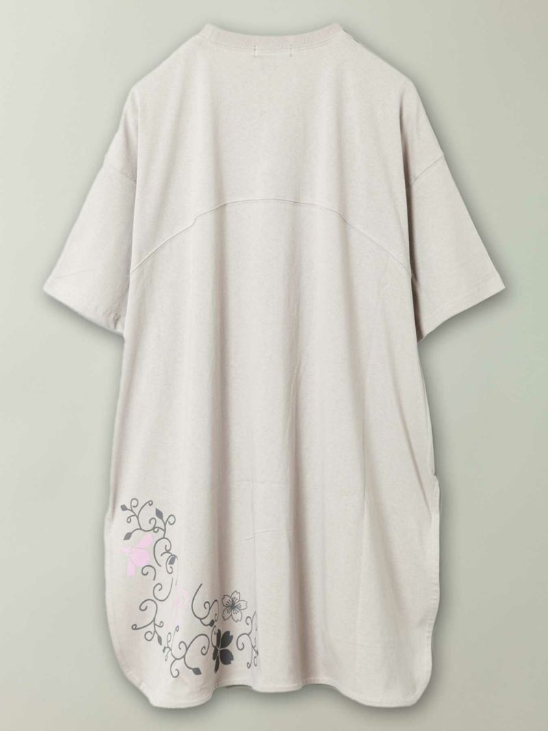 【雅結】桜プリント 接触冷感素材チュニックTシャツ