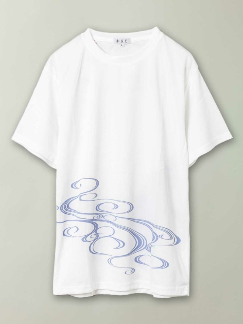 【新主己】“桜とクジラ”プリントDRY素材Tシャツ