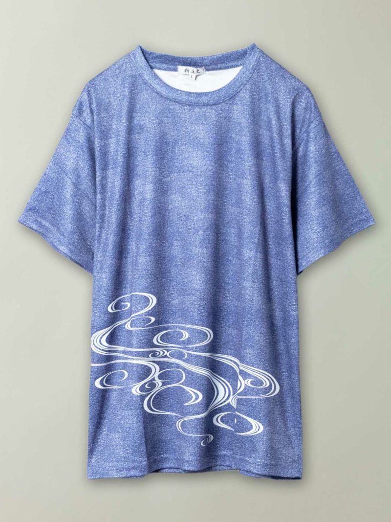 【新主己】“桜とクジラ”プリントDRY素材Tシャツ