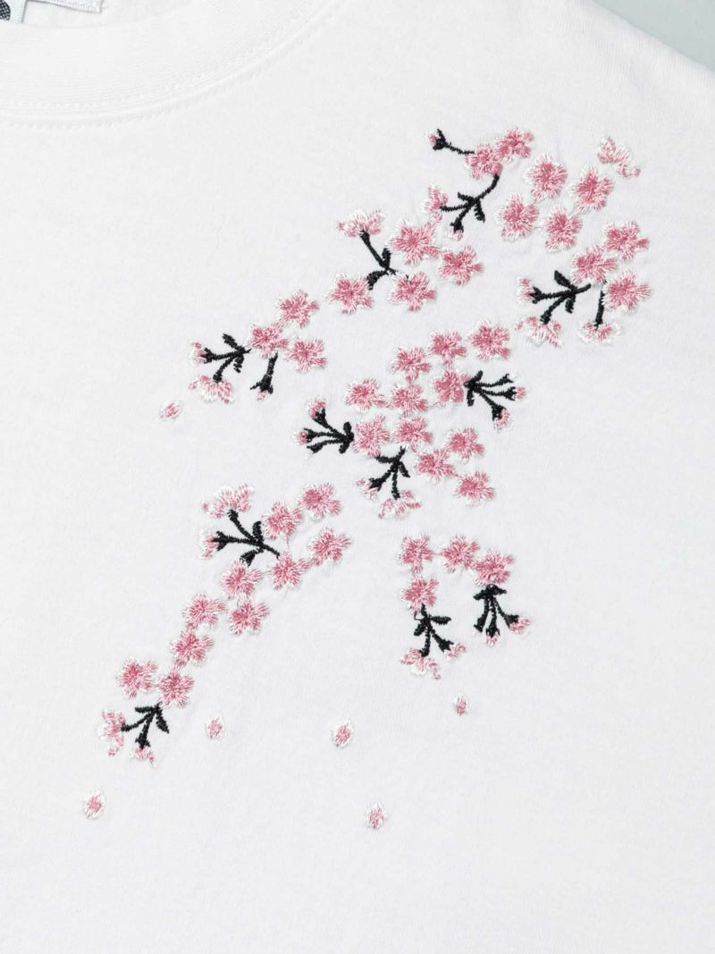 【絡繰魂】“枝垂れ桜”総刺繍 段染めグラデーションTシャツ