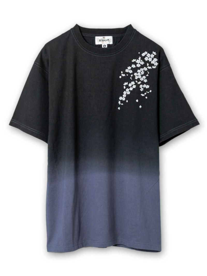 【絡繰魂】“枝垂れ桜”総刺繍 段染めグラデーションTシャツ