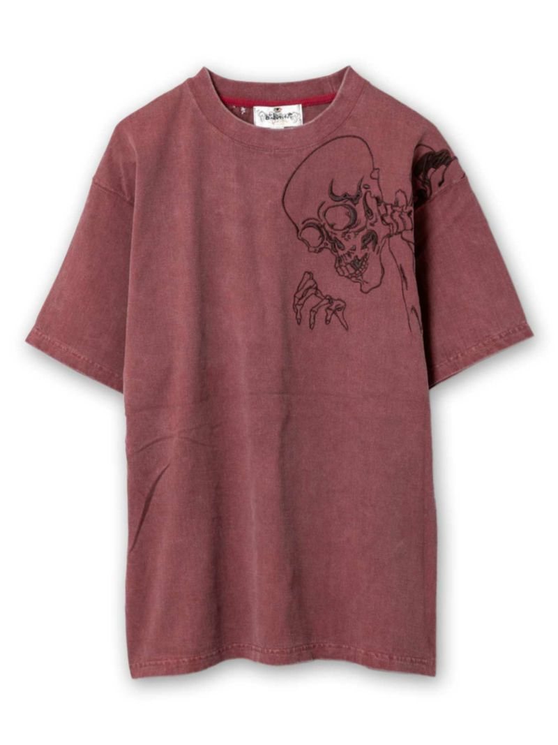 【絡繰魂】“桜がしゃどくろ”総刺繍ピグメント加工Tシャツ