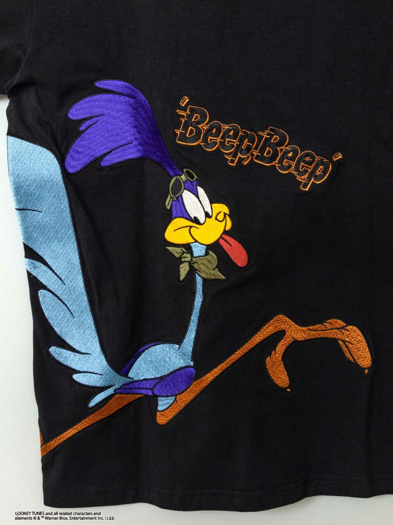 ＜タイムセール＞≪20%OFF≫【The BRAVE-MAN×LOONEY TUNES】“ロードランナー”刺繍入りミリタリーTシャツ〔別注〕≪返品・取寄対応不可≫