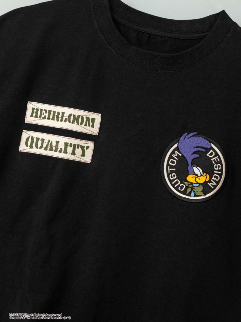 ＜タイムセール＞≪20%OFF≫【The BRAVE-MAN×LOONEY TUNES】“ロードランナー”刺繍入りミリタリーTシャツ〔別注〕≪返品・取寄対応不可≫