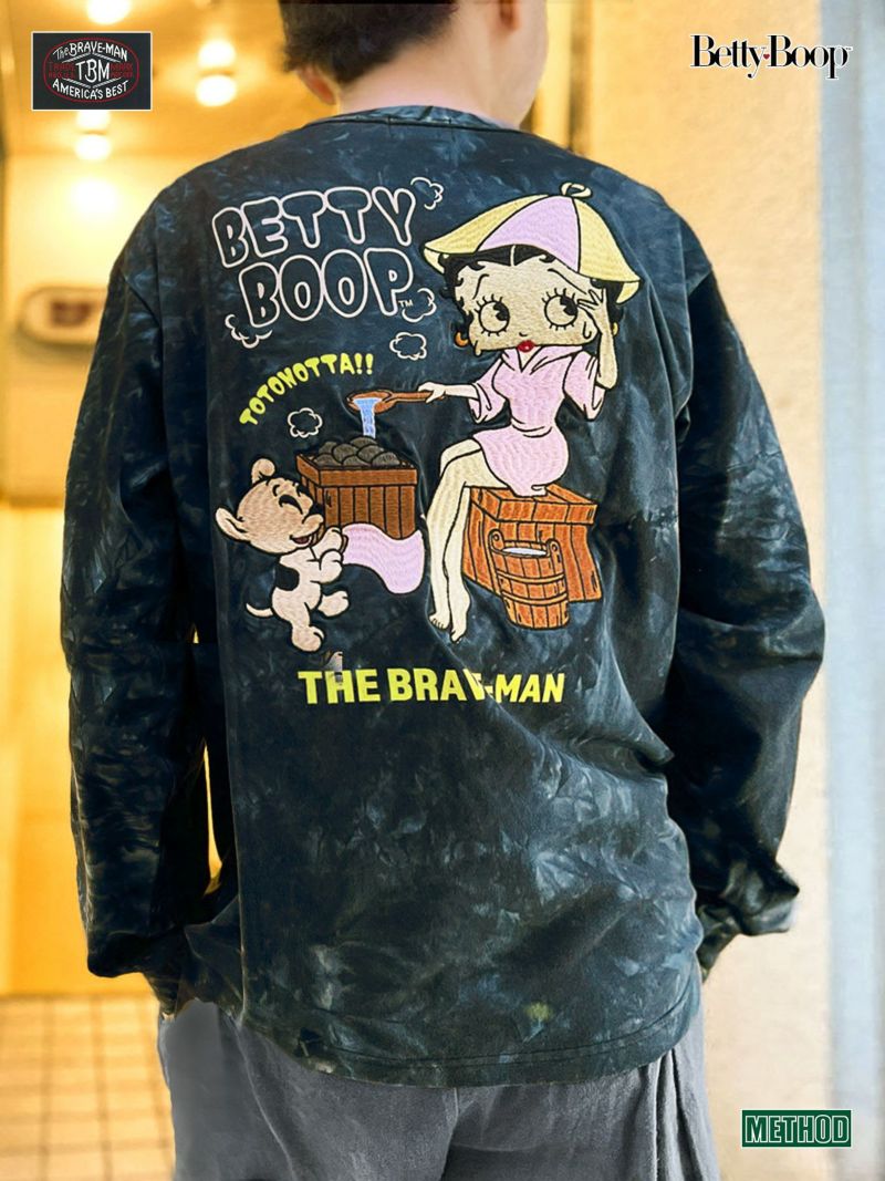 ≪30%OFF≫【The BRAVE-MAN×BETTY BOOP】“SAUNA：TOTONOTTA!!”ベティ＆パジー刺繍入りタイダイロンT〔別注〕≪返品・取寄対応不可≫