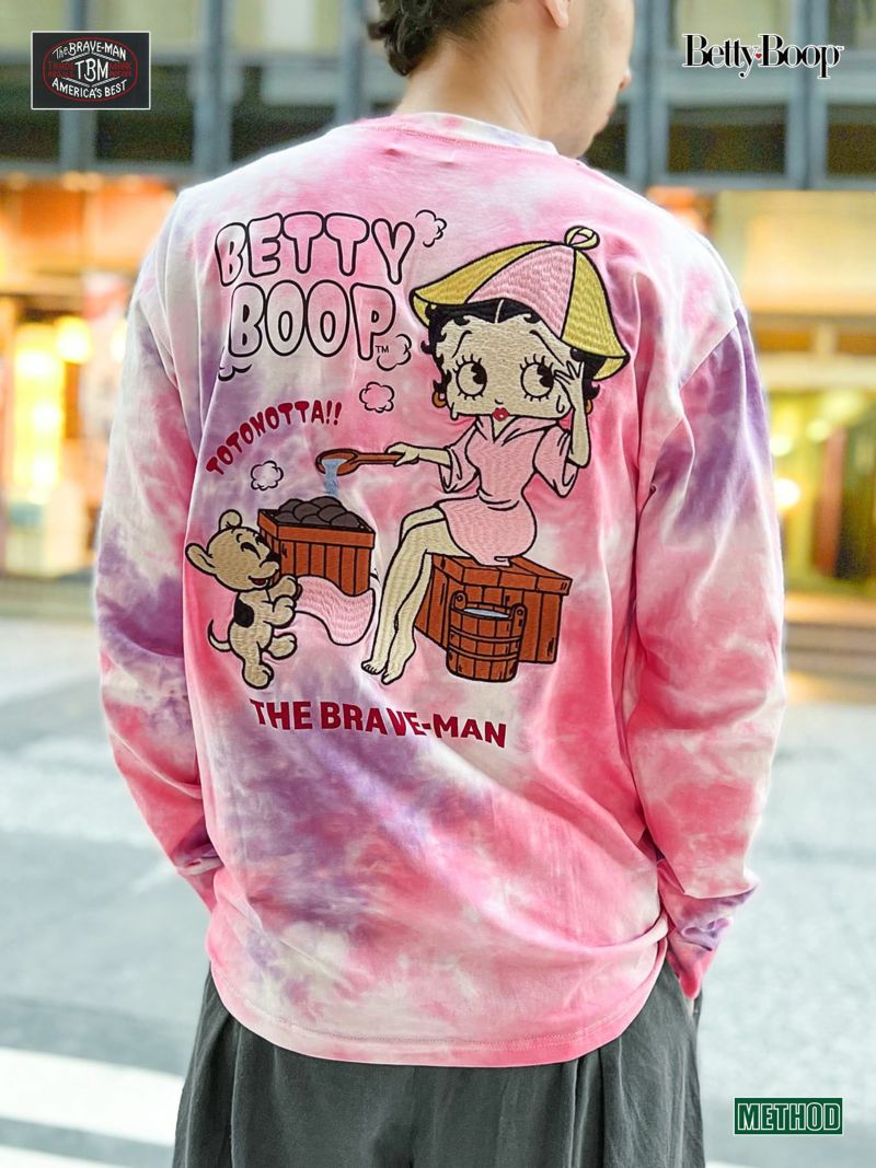 ≪30%OFF≫【The BRAVE-MAN×BETTY BOOP】“SAUNA：TOTONOTTA!!”ベティ＆パジー刺繍入りタイダイロンT〔別注〕≪返品・取寄対応不可≫