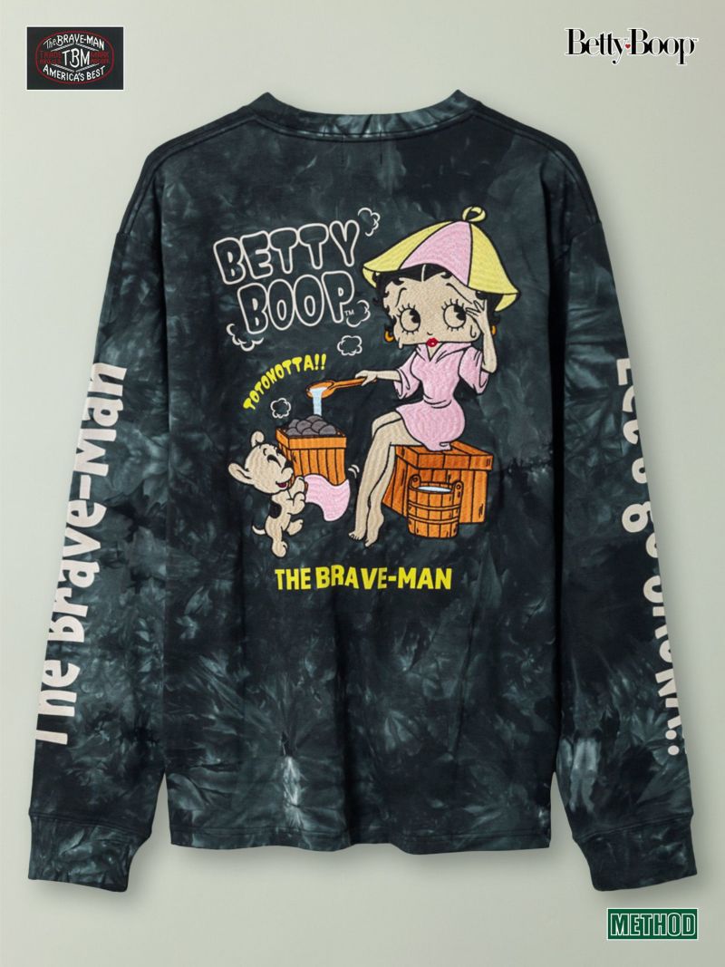 ≪30%OFF≫【The BRAVE-MAN×BETTY BOOP】“SAUNA：TOTONOTTA!!”ベティ＆パジー刺繍入りタイダイロンT〔別注〕≪返品・取寄対応不可≫