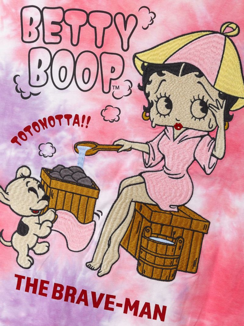 ≪30%OFF≫【The BRAVE-MAN×BETTY BOOP】“SAUNA：TOTONOTTA!!”ベティ＆パジー刺繍入りタイダイロンT〔別注〕≪返品・取寄対応不可≫