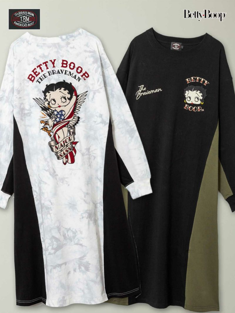 【The BRAVE-MAN×BETTY BOOP】“スター&ストライプ”総刺繍 配色切替ワンピース