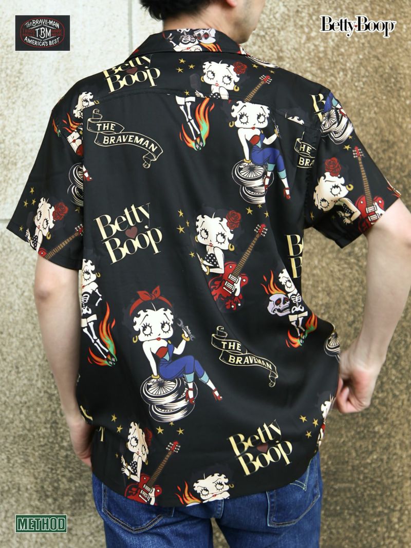 ＜タイムセール＞≪20%OFF≫【The BRAVE-MAN×BETTY BOOP】総柄ベティプリント半袖開襟シャツ〔別注〕≪返品・取寄対応不可≫