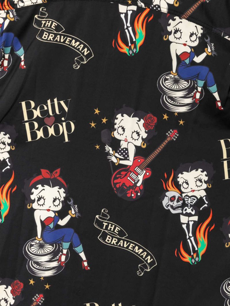 ＜タイムセール＞≪20%OFF≫【The BRAVE-MAN×BETTY BOOP】総柄ベティプリント半袖開襟シャツ〔別注〕≪返品・取寄対応不可≫