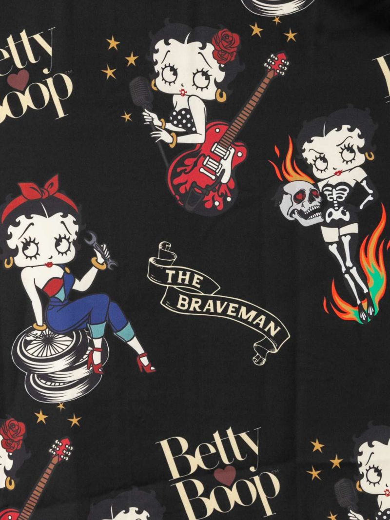 ＜タイムセール＞≪20%OFF≫【The BRAVE-MAN×BETTY BOOP】総柄ベティプリント半袖開襟シャツ〔別注〕≪返品・取寄対応不可≫