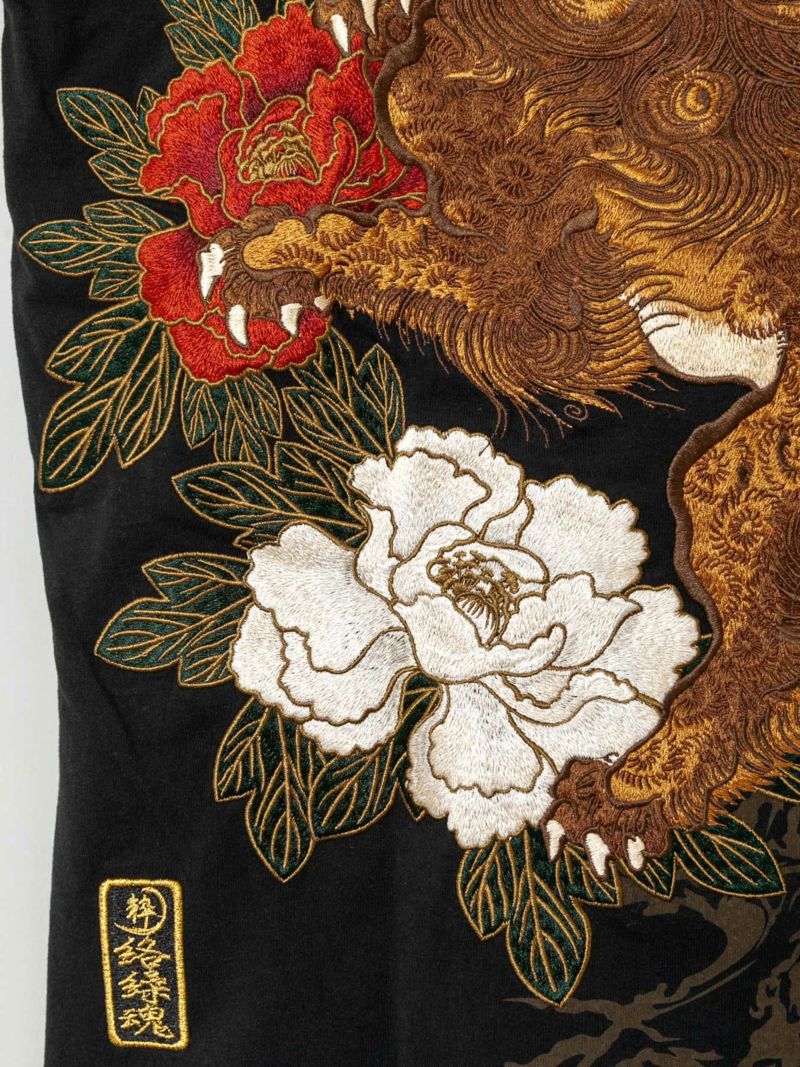 【絡繰魂・粋】“唐獅子牡丹”刺繍入りTシャツ