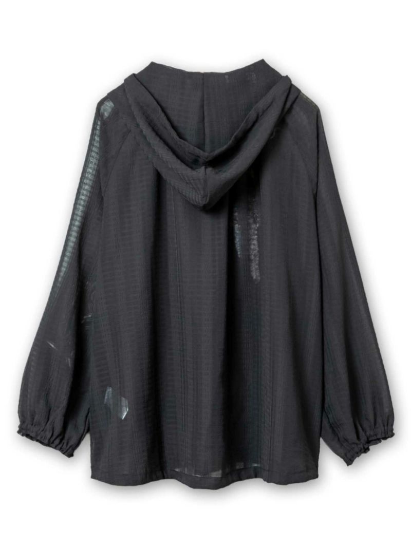 【雅結】三日月と藤刺繍 シアー素材ブラウスパーカー