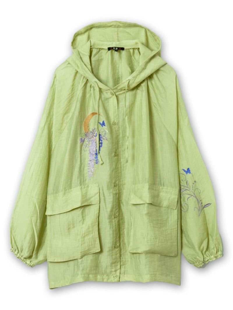 【雅結】三日月と藤刺繍 シアー素材ブラウスパーカー