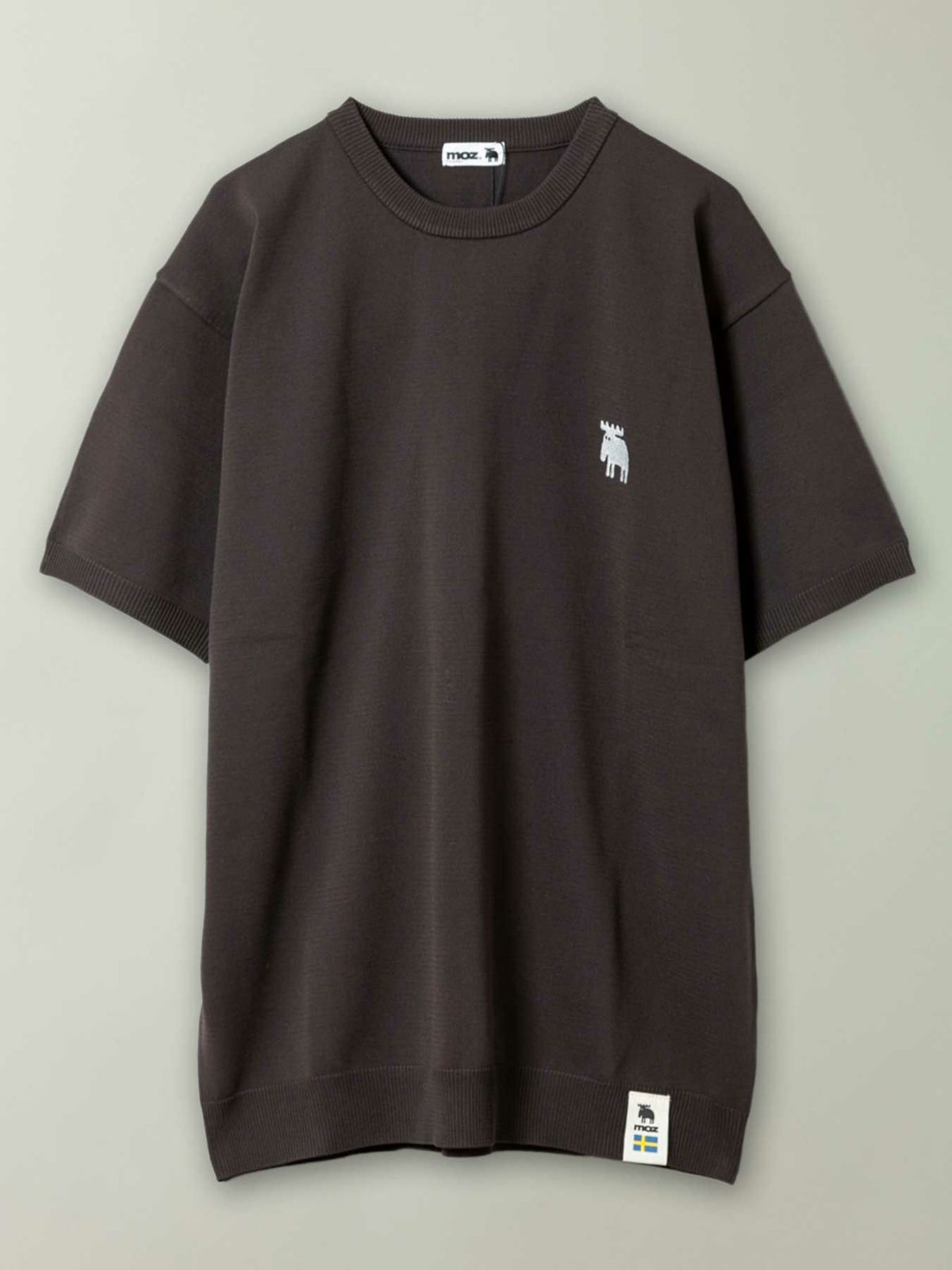 【moz】エルク刺繍入り 半袖サマーニット