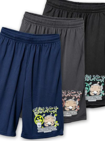≪17%OFF≫【NECOBUCHI-SAN】<br>“反省してニャす”猫渕さんプリントDRYメッシュ素材ショーツ≪返品・取寄対応不可≫