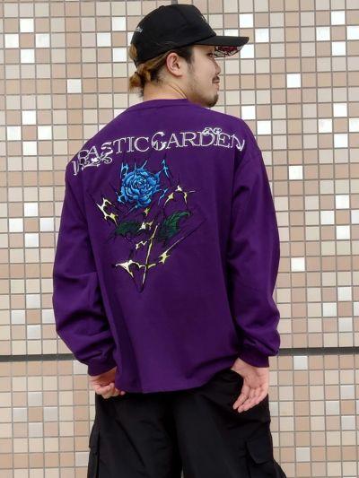【DRASTIC GARDEN】<br>“稲妻の薔薇”総刺繍ロンT