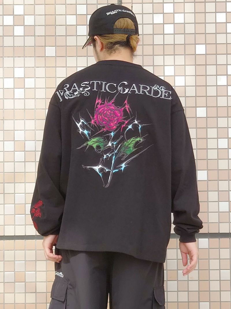 【DRASTIC GARDEN】“稲妻の薔薇”総刺繍ロンT