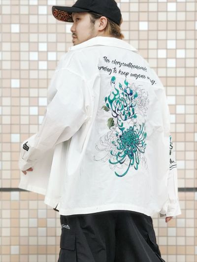【DRASTIC GARDEN】<br>“火炎の菊”刺繍入りデコレーションシャツ