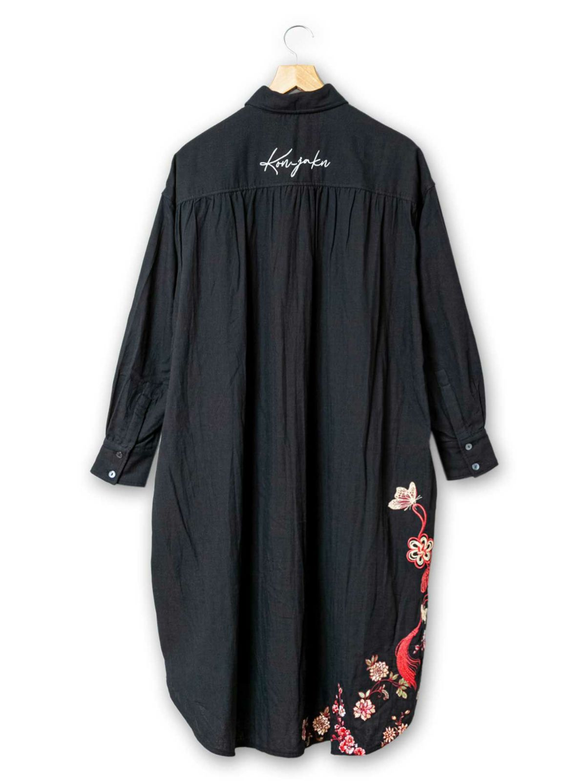 【今昔 -KON-JAKU-】“着物狐と百花繚乱”バルーンシルエット ロングシャツ