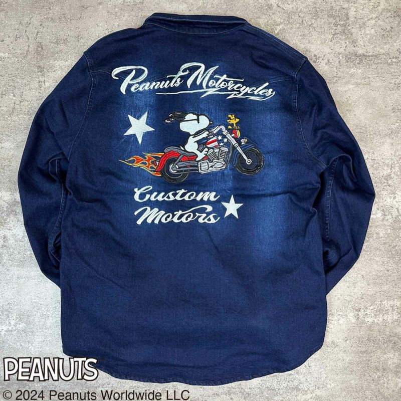 【FLAGSTAFF×PEANUTS】SNOOPY MOTORCYCLE デニムシャツ