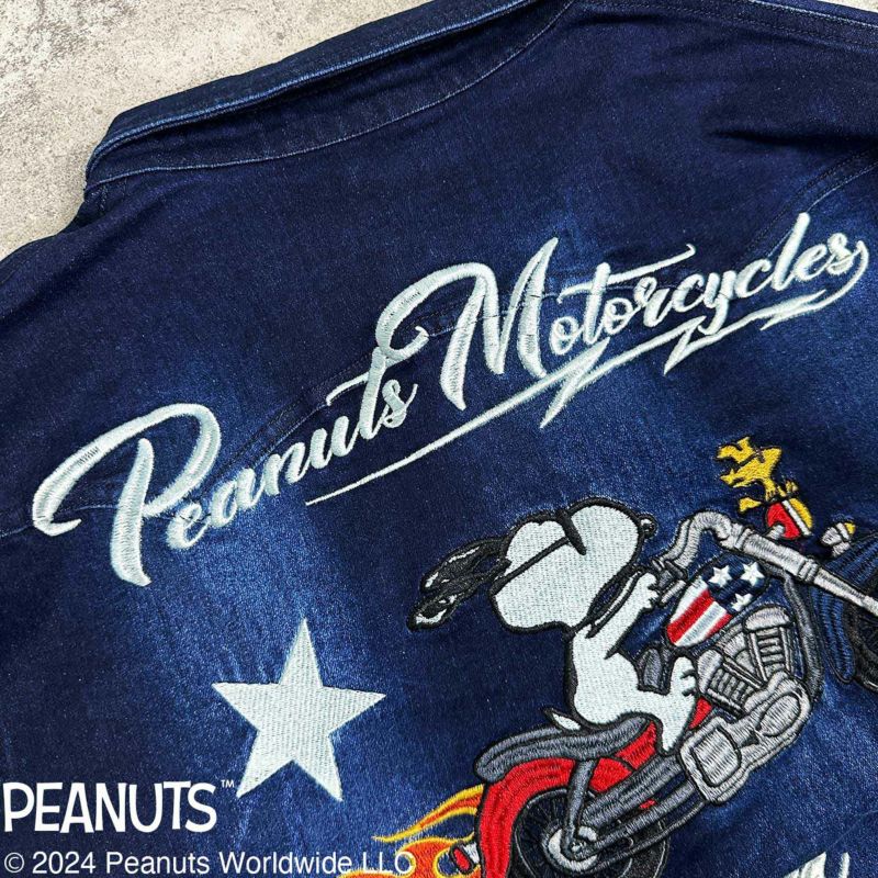 【FLAGSTAFF×PEANUTS】SNOOPY MOTORCYCLE デニムシャツ