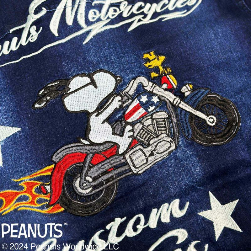 【FLAGSTAFF×PEANUTS】SNOOPY MOTORCYCLE デニムシャツ