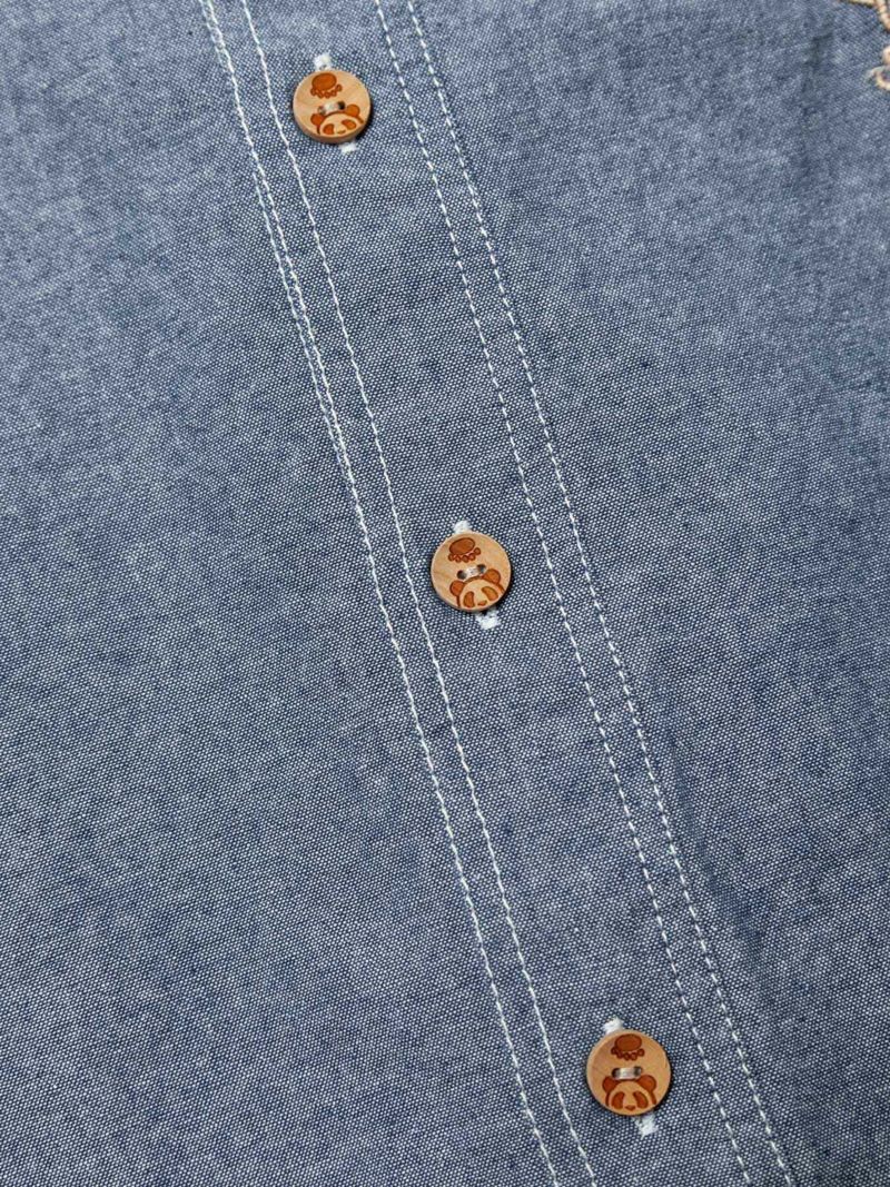 【PANDIESTA JAPAN】“日本縦断トリップパンダ”刺繍入りシャンブレー素材シャツ