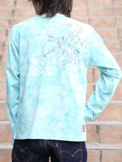 【絡繰魂】<br>“桜吹雪”総刺繍タイダイプリントロンT