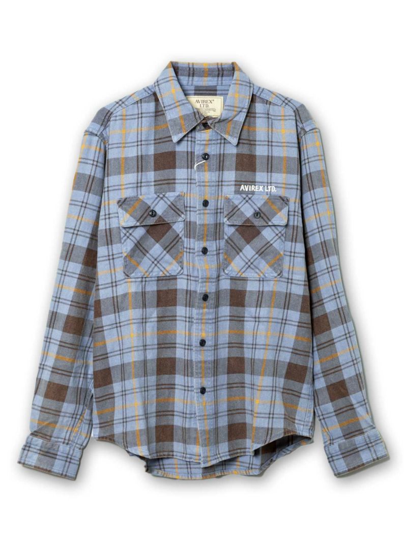 【AVIREX】“USAF”LONGSLEEVE CHECK EMBROIDERY SHIRT