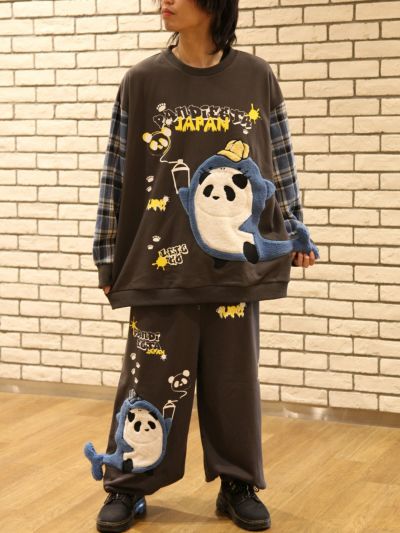 【PANDIESTA JAPAN】<br>“なりきりサメパンダ”チェック切替BIGスウェット