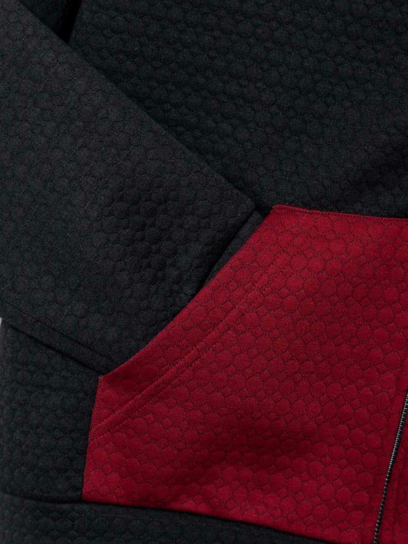 【雅結】“扇と鯉”総刺繍 六角ジャガード素材 切り替えZIPパーカー